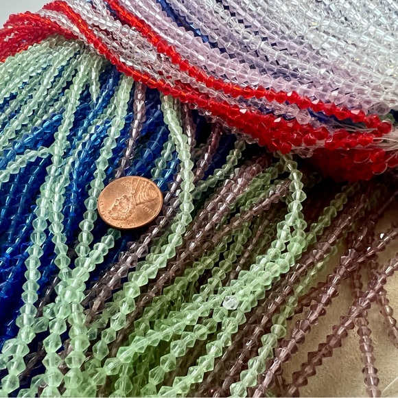 200 Strands Glass Crystal bicone Beads 3mm - 4mm green red blue clear lot - Picture 9 of 13